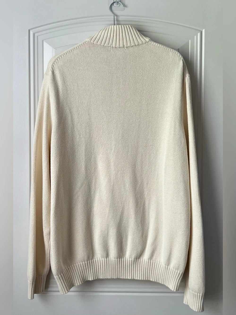 Polo Ralph Lauren Cotton Knit Quarter Zip Sweater Cream Ivory XXL